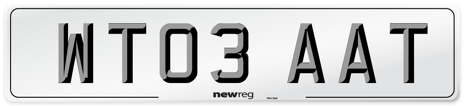 WT03 AAT Number Plate from New Reg